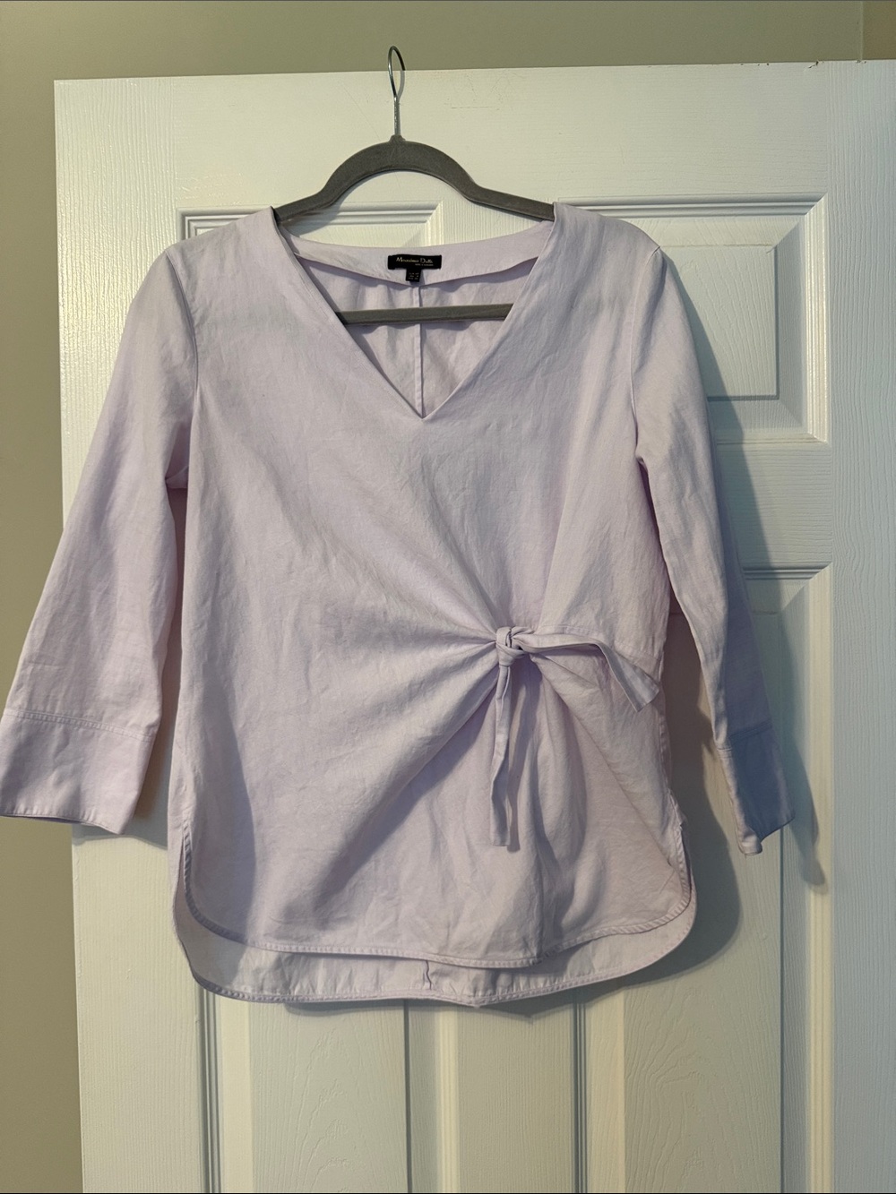 Massimo Dutti Light Lavender V-Neck Tie-Side Tunic